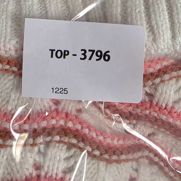 Maurices XS Pointelle Knit Stripe Sweater Pink White - Picture 7 of 7